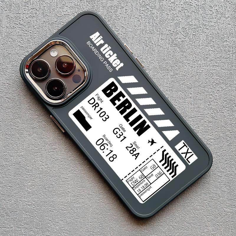 Hot Air Ticket Travel New York London Paris Label Phone Case for iPhone X XS XR 11 12 13 14 15 Pro Max 7 8 Plus Black Soft Cover
