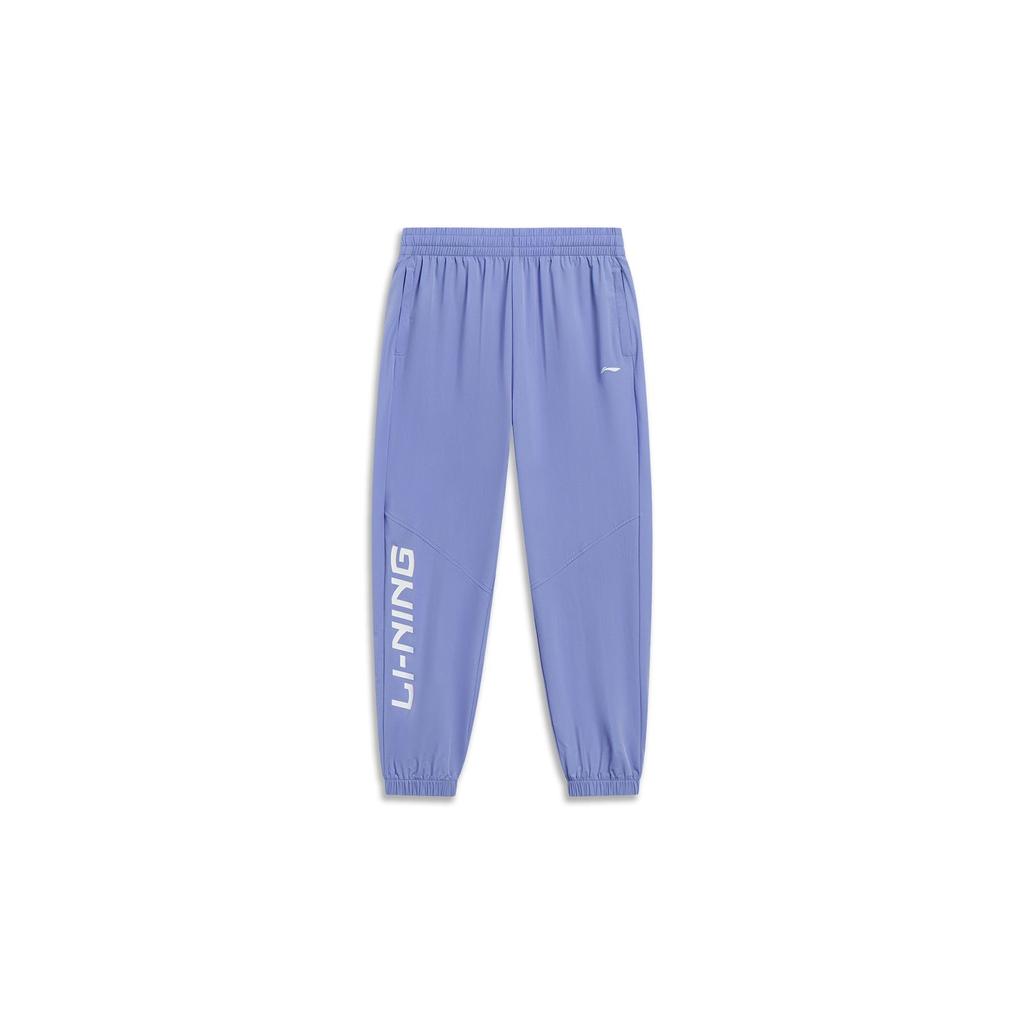 Li Ning Sports Lifestyle Series Letter Logo Printed Cuffed Knitted Sweatpants Women bottoms Floral-Blue-Purple AYKT520-4