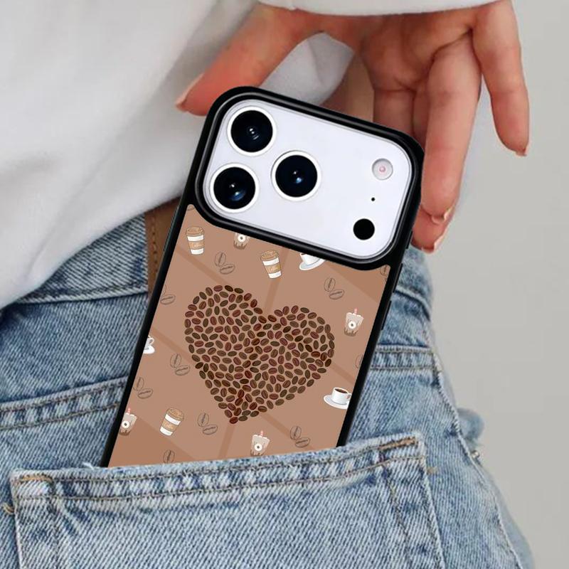 Latte Love Braunes Herz Ästhetische Handyhülle für iPhone 17ProMax 12 13 14 15 16e 17 Pro Max Plus Air Cover