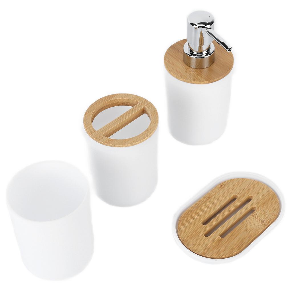 4Pcs Bathroom Accessory Set Bamboo Waterproof Gift Toothbrush Cup for Home Hotel