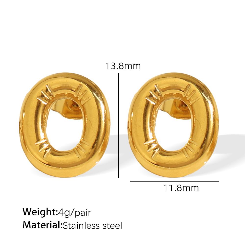 Gold Edelstahl Blase 26 Buchstaben Ohrstecker Einfache Dicke Ohrstecker
