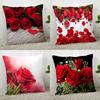 Flower Red Rose Pillowcase  Modern Home Living Room Decoration