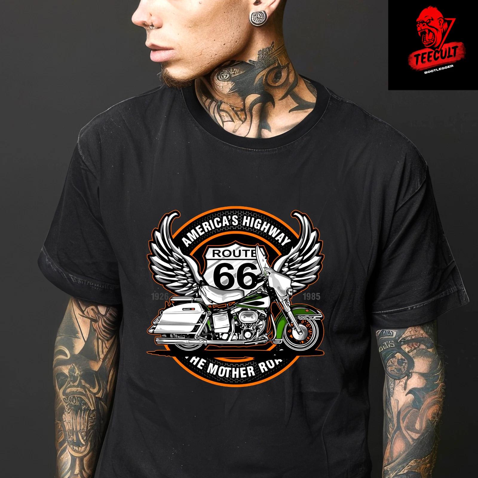 Men s and Women s T-shirts Route 66 America s Highway Unisex Heavy Cotton Biker XXXL