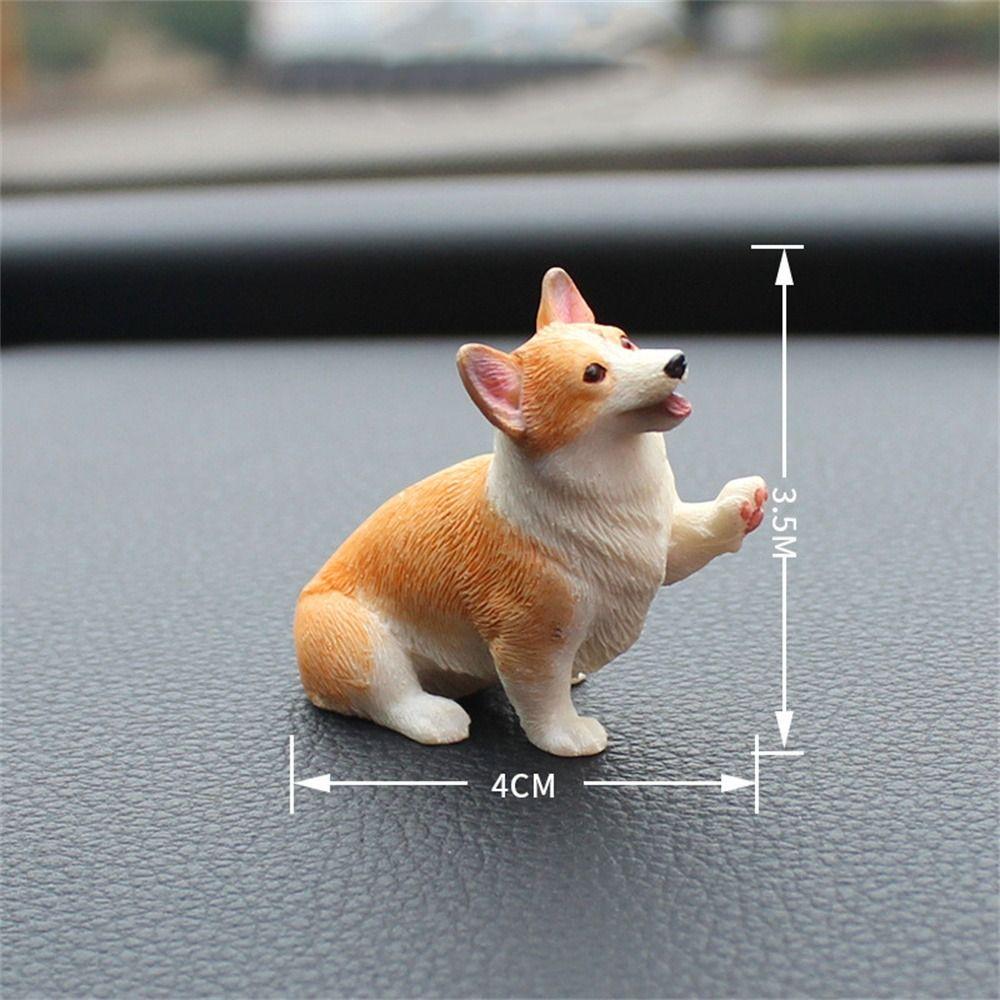 Animal for Kids Dog Doll Resin Figures Corgi Model Simulation Dog Miniature Figurines Car Ornament