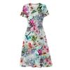 Damen-Frühlings- und Sommermode, V-Ausschnitt, kurzärmelig, Blumenmuster, lockerer Saum