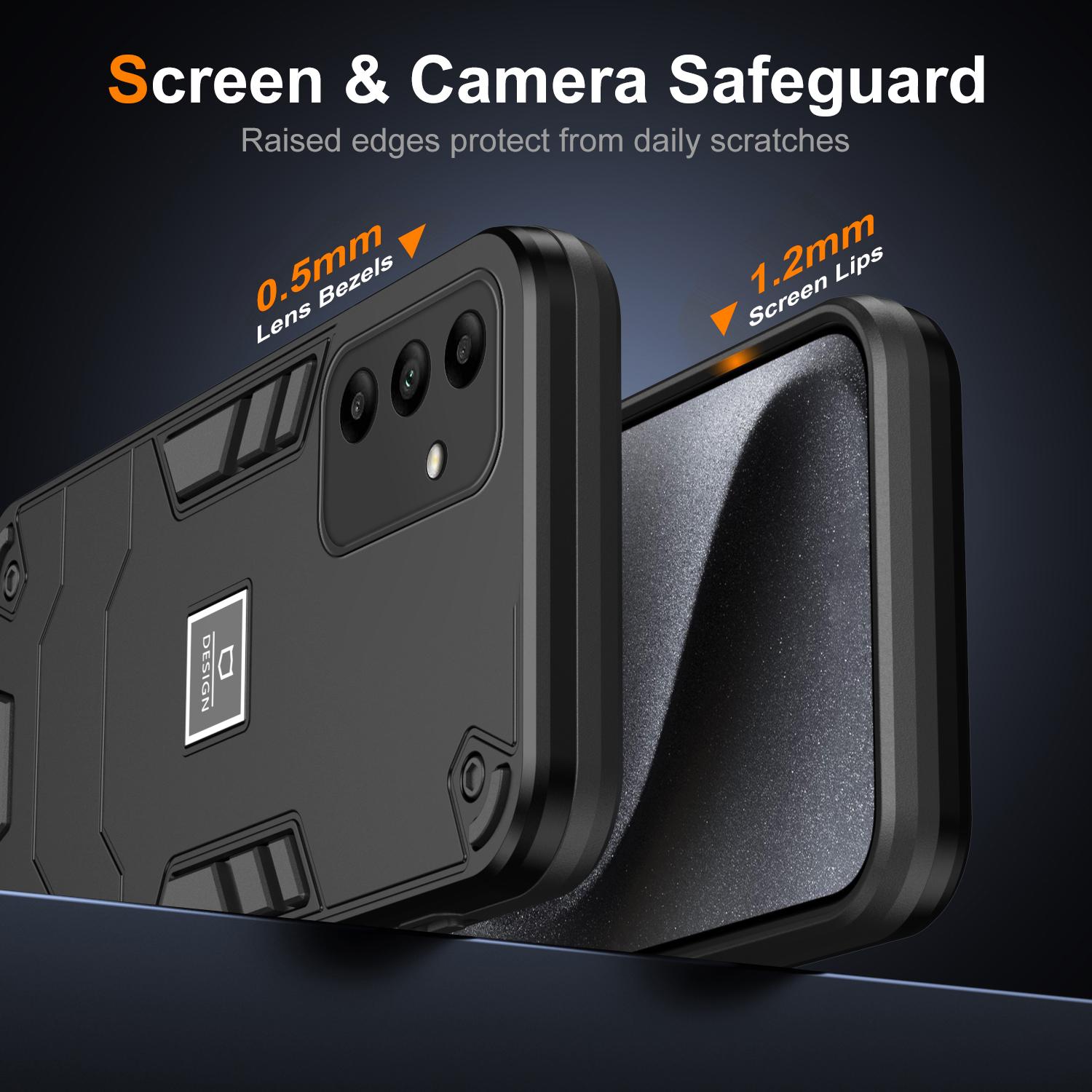 

For Samsung Galaxy A05s 4G 2-in-1 Protective Cover Dual Layer Hybrid Phone Case Black