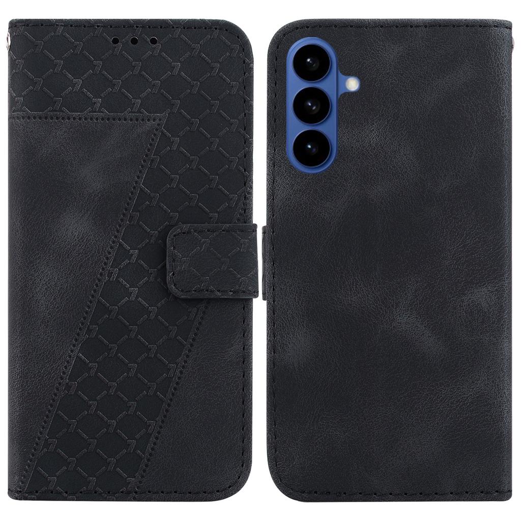 For Samsung Galaxy S26/S26 Pro Stand Case 7-Shaped Pattern Imprint Leather Phone Cover with Strap