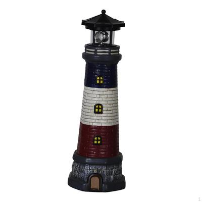 Ogród Solarny Latarnia Morska Statua Lampa Stopniowo Obracające się Światło Ornament Trawnikowy Wysokość 37,5 cm do Kwiatów
