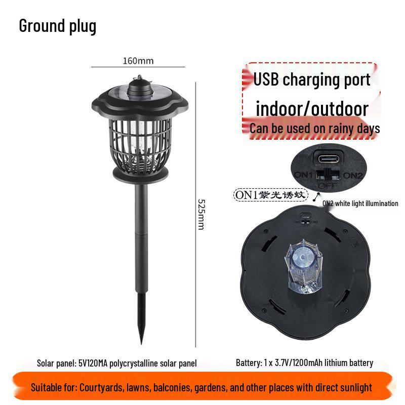 Waterproof Rechargeable Solar Insect & Mosquito Killer Lamp for Outdoor Use
