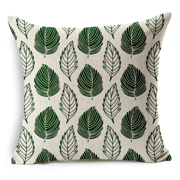 Nordic Geometric Leaf Flower Cushion Green Floral Pillow For Home Sofa Decorative Linen Throw Pillowcase
