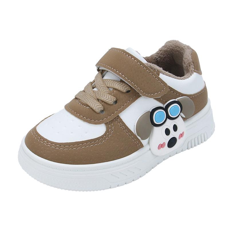 Kids' Low-Top Skate Shoes: Cotton-Padded, Fleece-Lined, Cartoon Design for Toddlers & Young Children
