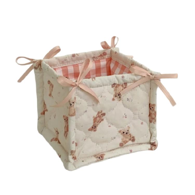Multipurpose Quilted Fabric Storage Basket Accessory for Desk Organization In Any Room or Offices Space Saving Designs