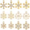 36Pcs 6 Styles Alloy Rhinestone Pendants, Snowflake Charms, Golden, 19~74x14~72x2~3mm, Hole: 1.8~2.2mm, 6pcs/style