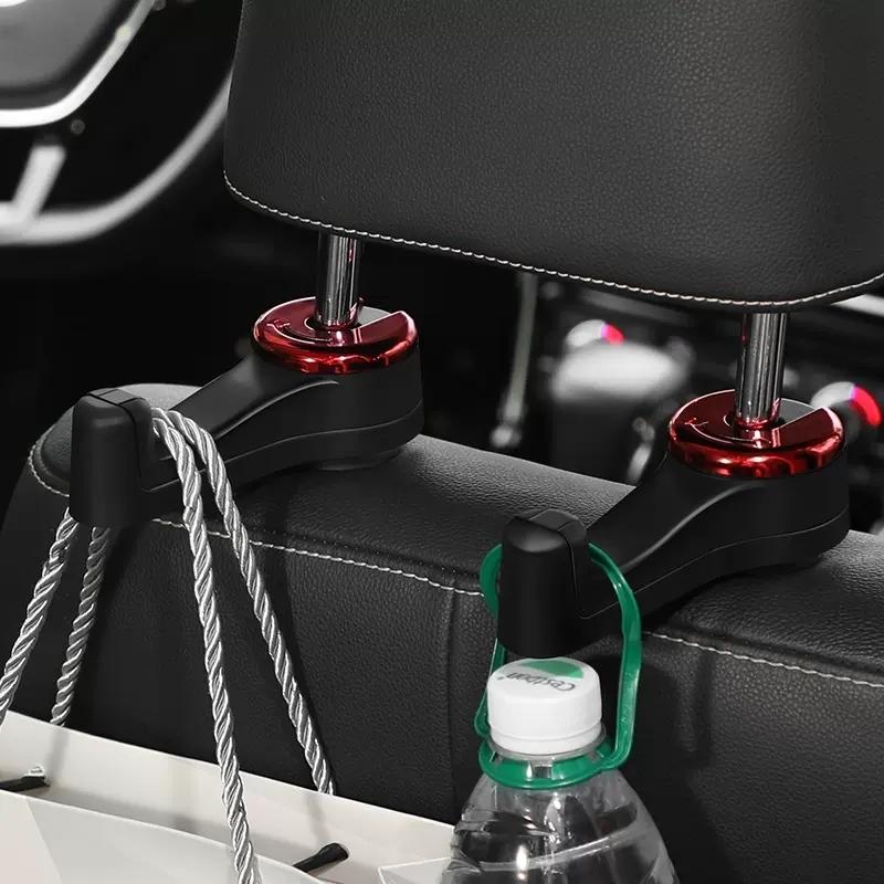 Car seat hook with phone holder, multifunctional and hidden 2-in-1 car seat hook with phone holder, universal rear headrest hook