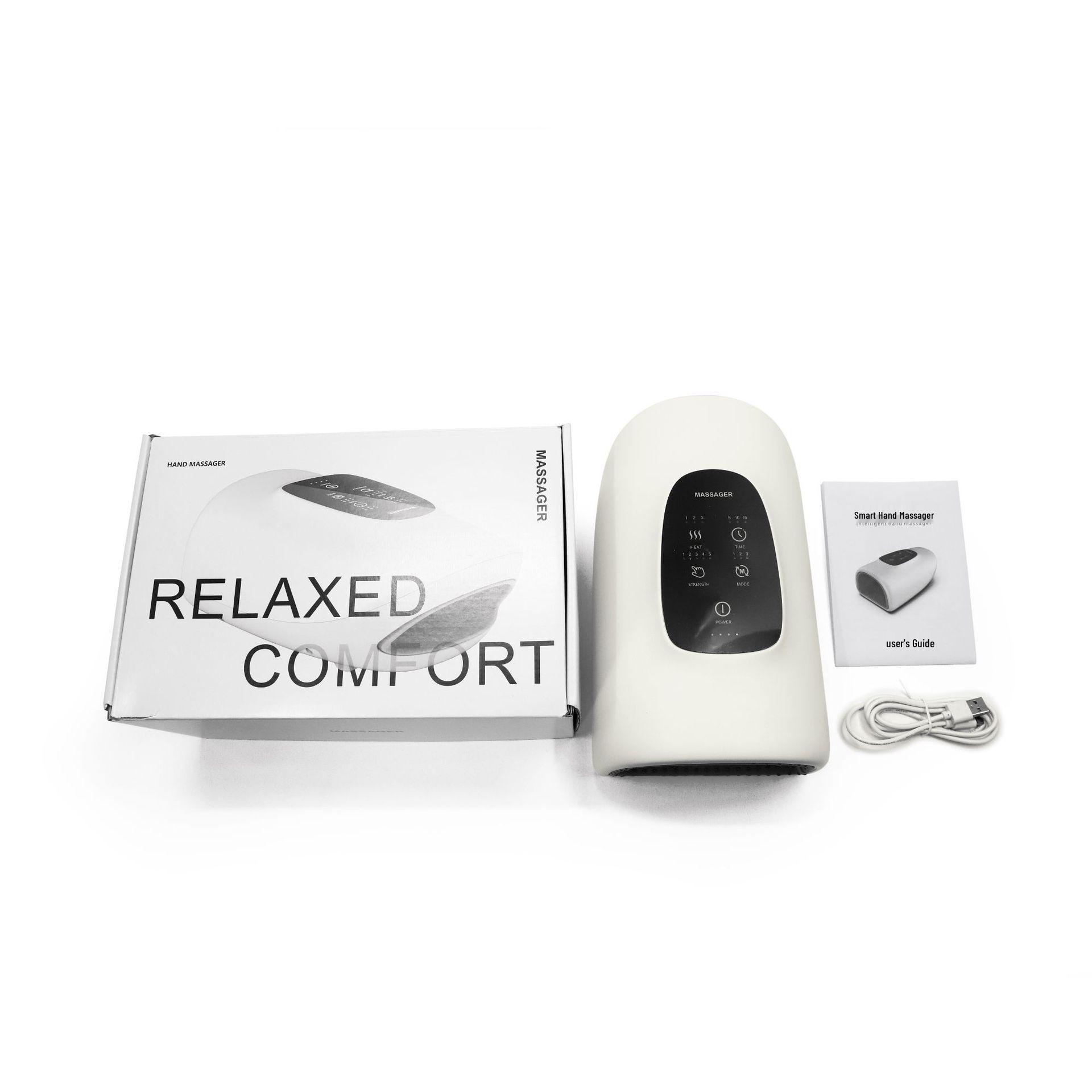 

Беспроводной интеллектуальный ручной массажер с разминанием под давлением воздуха и тепловой терапией белый