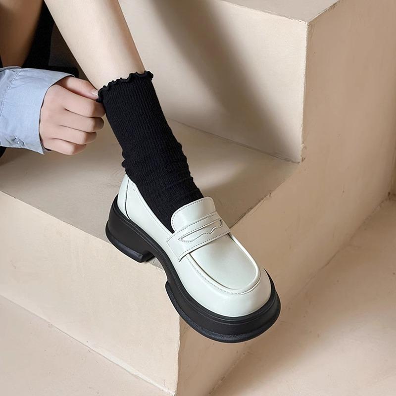 Small Leather Shoes Women's Spring 2025 New British Style Jk Thick Heel Platform Loafers Women's College Casual Versatile Single Shoes
