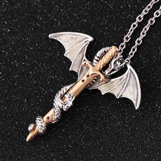 Punk Uomo Glow In The Dark Pendente Spada Drago Collana a Catena Gioielli da Festa Regalo