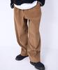 GOSTREET Semi-Wide Double-Fleece Corduroy Curved Elastic Pants Brown