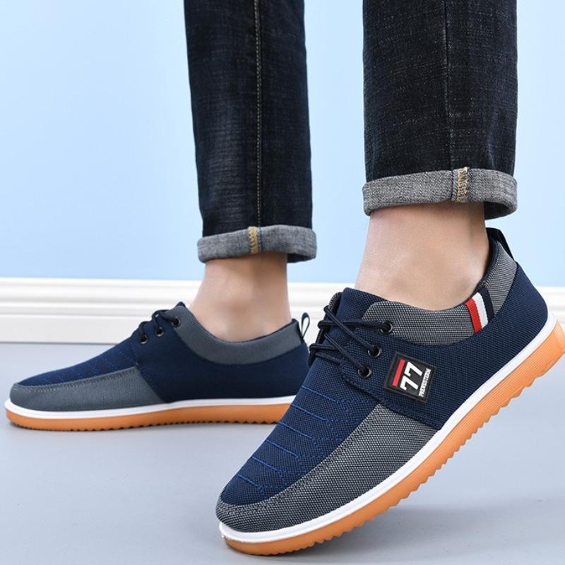 Men's Canvas Shoes Lightweight Walking Flats Casual Sneakers for Men Lace Up Vulcanize Shoe Soft Sole Driving Shoes Oxford Shoes