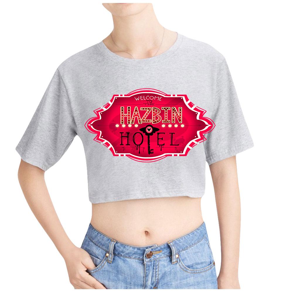 

Women s Casual Hazbin Hotel Costume Short Sleeve Crop Top Funny Tee Shirts O-neck Cool Tops XXL сірий