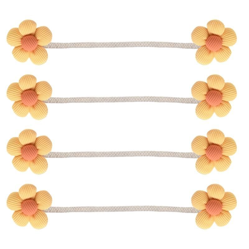 Ensemble de 4 Attache-rideaux Fleur Colorée Attaches Décoratives pour Draperies Attaches Corde Métallique pour Décorations de Fenêtre