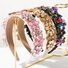 2026 Headband Retro Beaded Diamond-set Large Flower Headband Temperament Versatile High-end Wide-edge Hair Accessories