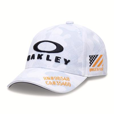 Oakley White Print Fixed Size Cooling Touch Cap, 26.0, Men's, Sweat-wicking, Quick-drying, Stretch, Antibacterial, Odor-resistant,