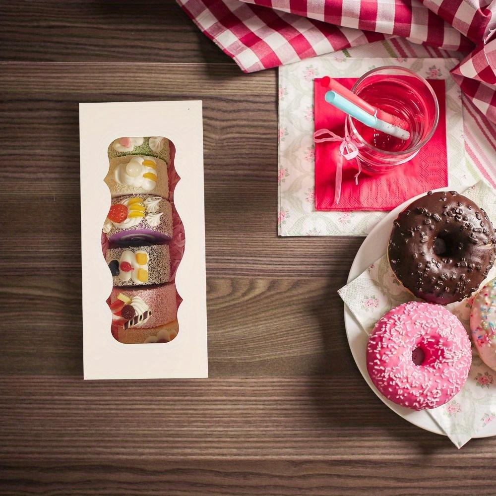 10pcs Cookie Boxes White Bakery Boxes with Window Treat Boxes Present Boxes for Roll Cakes Desserts Muffins Donuts Candies and Pastries