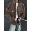 Men's PU Leather Jacket - Spring/Autumn, High-End, Stand-Up Collar, American Retro, Handsome Workwear Style