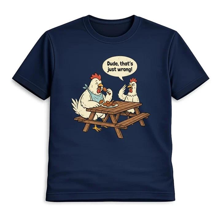 Chicken Cannibal Picnic T- Shirt Unisex Dark Humour Funny Farm Animal Graphic Tee 3XL
