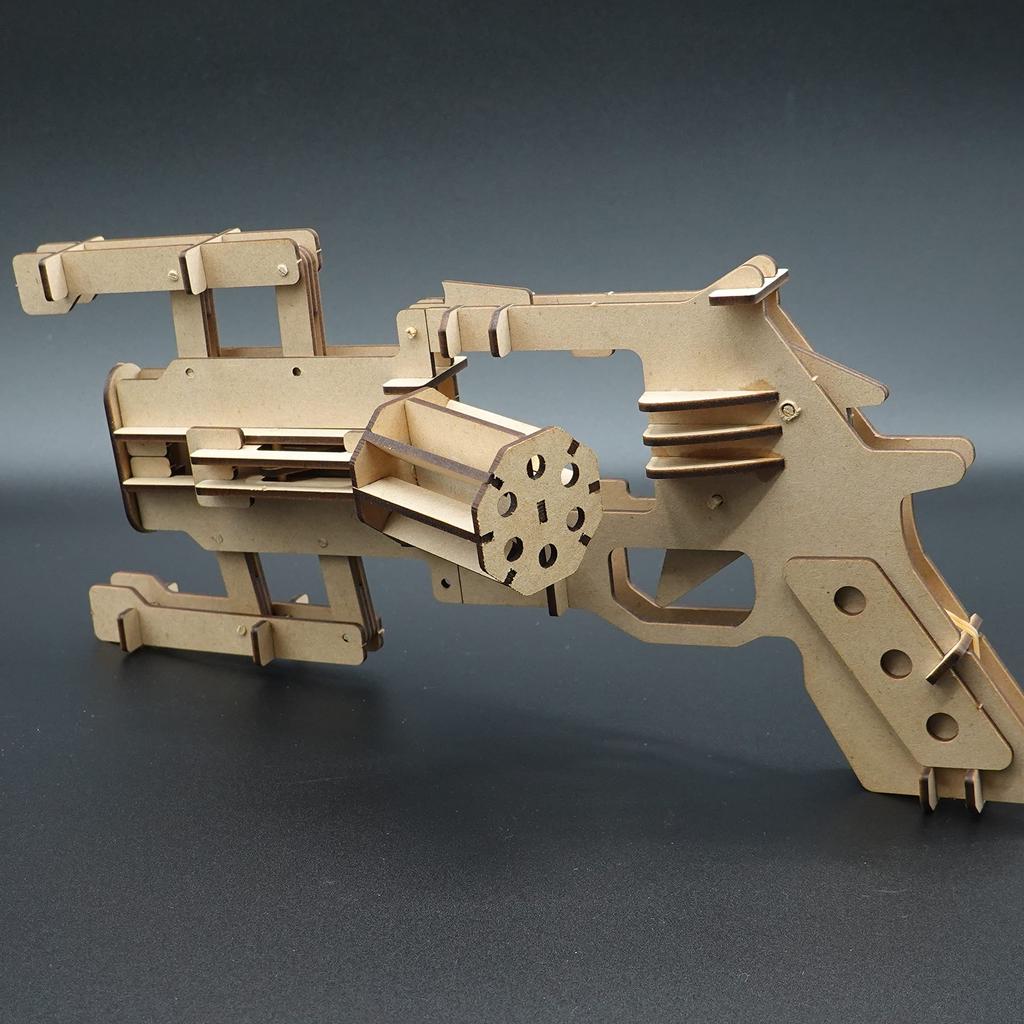 Acton Craft Transformable Rubber Band Gun Revolver Blaster Craft Kit, Made In Japan, Wooden Puzzle, 3D Puzzle, Craft Kit for Adults and Upper