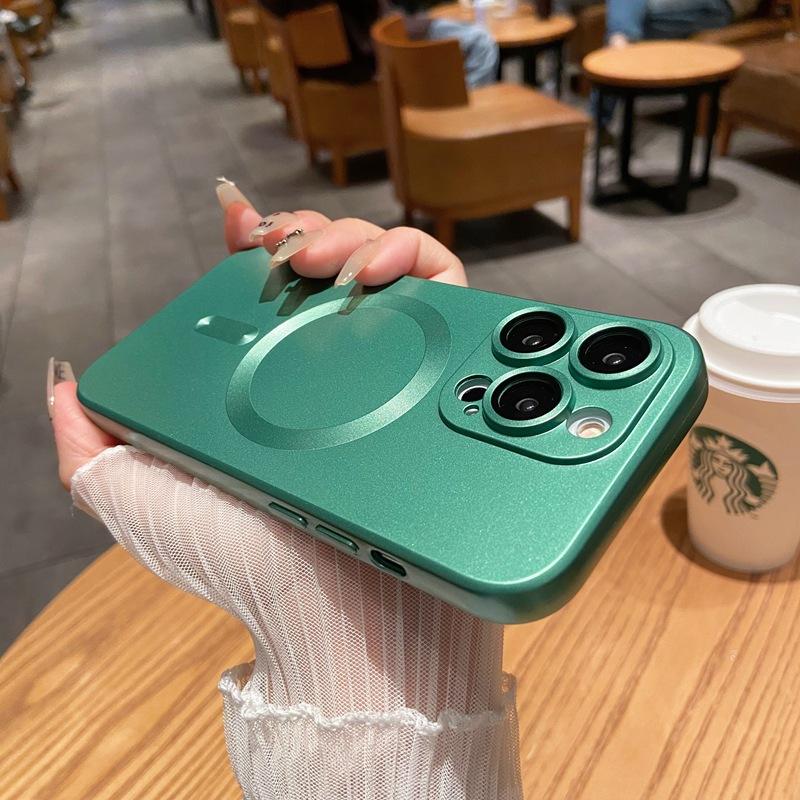 Vhodné pro Apple 15 Magnetické pouzdro na telefon, Matný silikon 14promax Plný kryt Ochranné pouzdro pro iPhone16 13