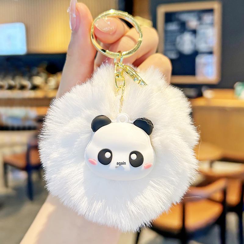 Fluffy Cute Panda Plush Keychain: Adorable Fur Ball Backpack Pendant