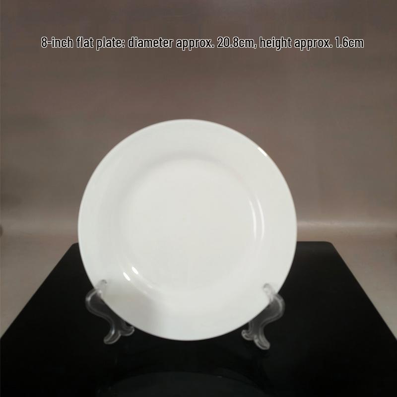 Ceramic Dining Plates - Round Western Dinner Plates for Restaurant or Household Use, Perfect for Rice, Snacks, Fruit, and Salad. Bone China.