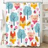 120x180cm Cartoon Animal Shower Curtain Waterproof Polyester Bathroom Decor for Kids Bathrooms Cute Animals Design (Blue)