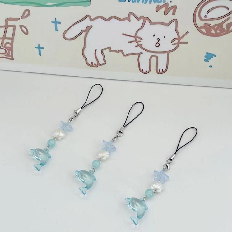 Fashion Beaded Pendant Keychain for Women and Girls Dolphin Phone Charm Keyring Stylish Bag Purse Backpack Accessory