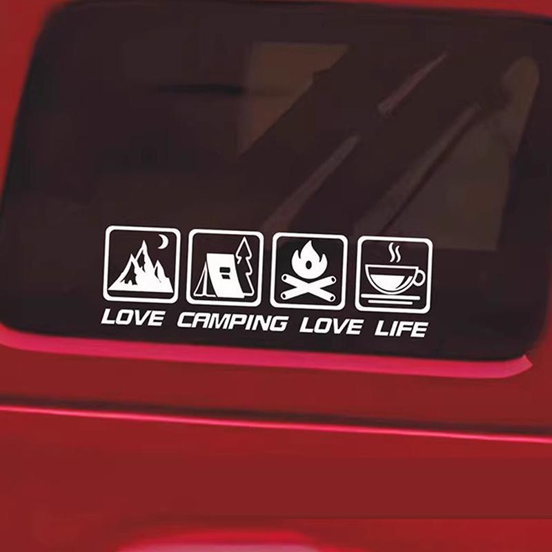 Love Camping, Love Life. Car Sticker Decoration Waterproof For Window And Bumper Stickers Of Cars, Trucks And Motorcycles