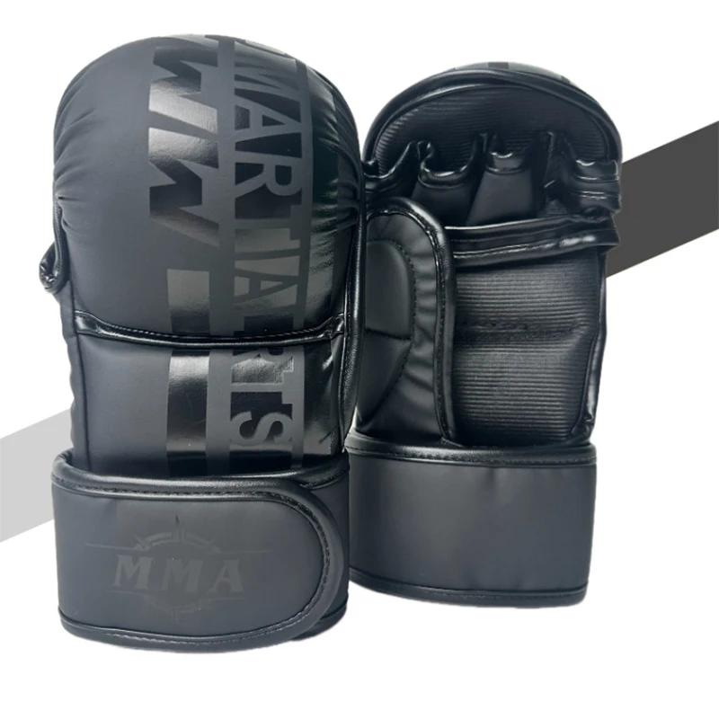 Professional MMA Boxing Gloves for Men & Women - Half-Finger Thick Durable Design with Adjustable Wrist Straps for UFC Training