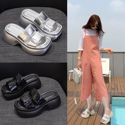 Cool Slippers Women's Versatile Muffin Bottom Wedge Sandals Summer Wear 2025 New Fairy Style Thick-soled High-heeled Women's Shoes