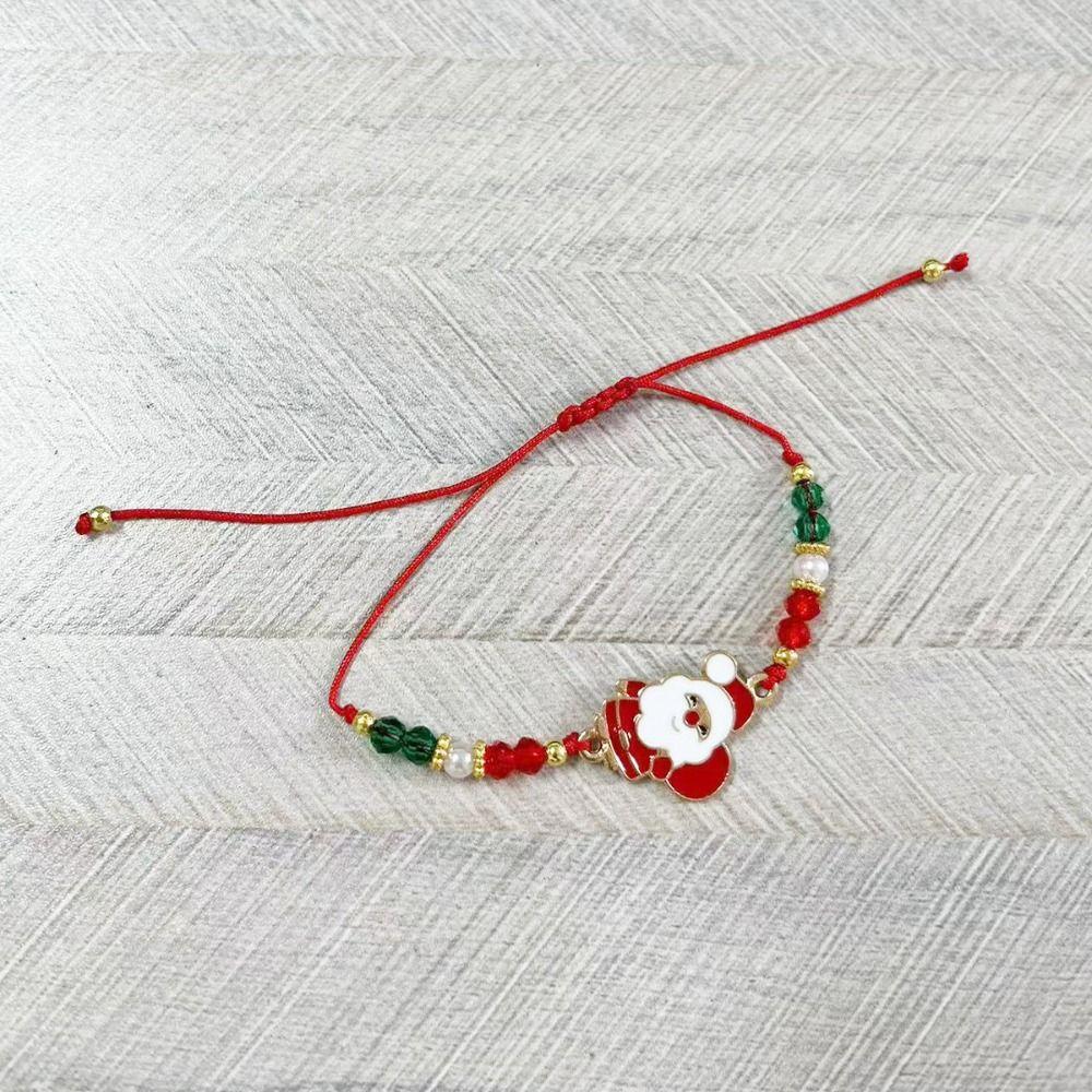 6-Pack Santa Claus Crystal Bead Bracelet Christmas Tree Holiday Parties Christmas Bracelets