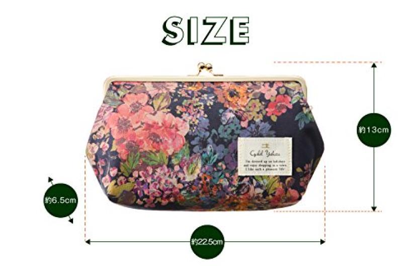 Cyalel Yahata Botanical Flower Purse Large Travel Pouch Cosmetic Pouch Makeup Pouch Adult Cute Stylish Travel Made In Japan Lion Flower Green 6-inch