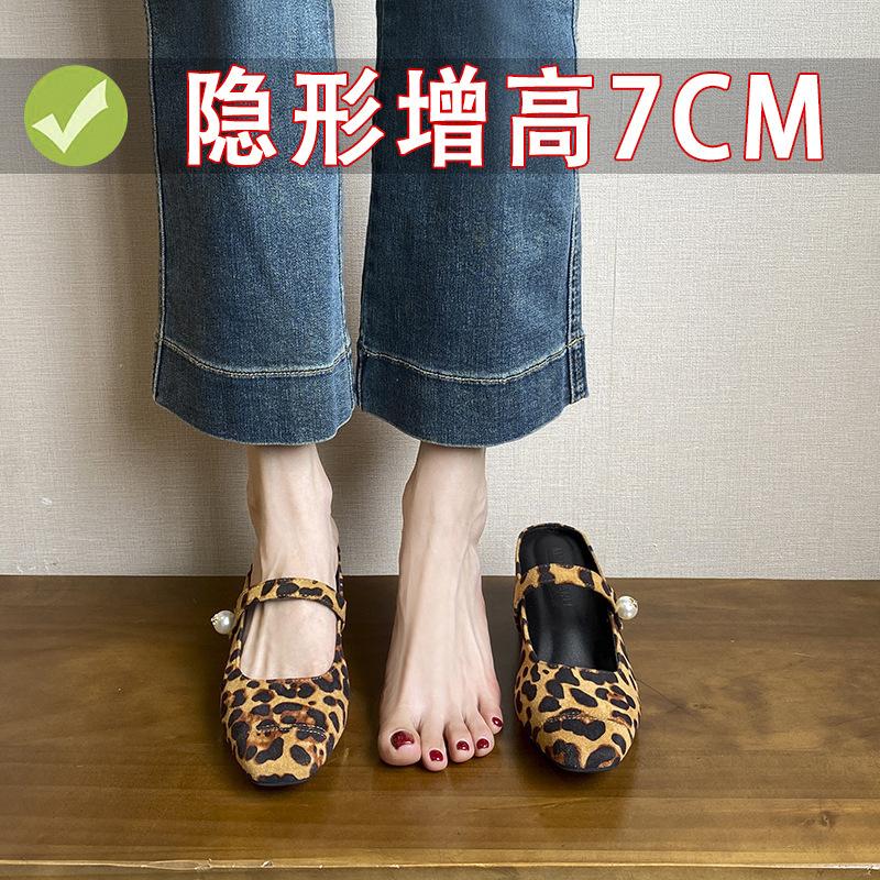 

One-word buckle inner height increase single shoes women s new small thick heel small size single shoes women 33 33 червоний