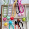 Spring Summer Glass Beaded Chain Candy Color Choker Necklace 2026 Heart Pendant  For Women Girls