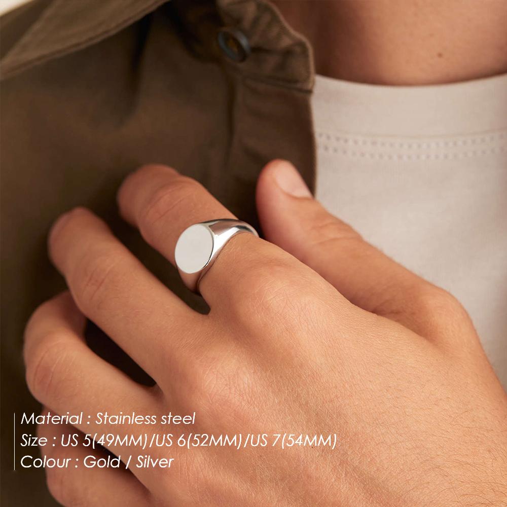 eManco Stainless Steel Punk Style Minimalist Round Ring Gold Plated Women's Rings for Parties and Festivals