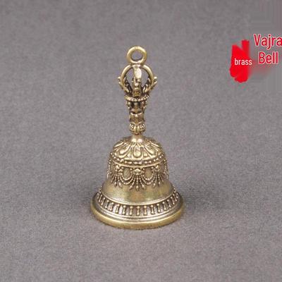 תליון פעמון ואג'רה טיבטי פליז רטרו - פעמון יד בודהיסטי להכנעת שדים