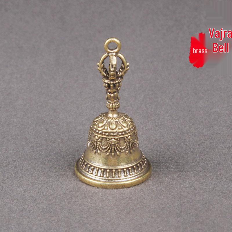 Retro Brass Tibetan Vajra Bell Pendant - Buddhist Demon-Subduing Handbell