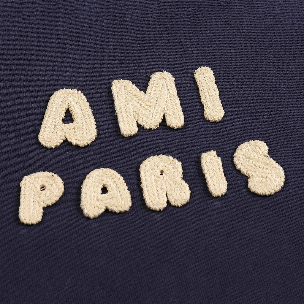 AMI 2025 Autumn and Winter New Letter Embroidery High-quality Cotton Hooded Sweatshirt Sweatshirt Couple Pullover