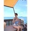 Women's 2 Piece Vintage Gingham Plaid Halter Bikini Set High Waisted Boy Short Tummy Control Cute Swimwear
