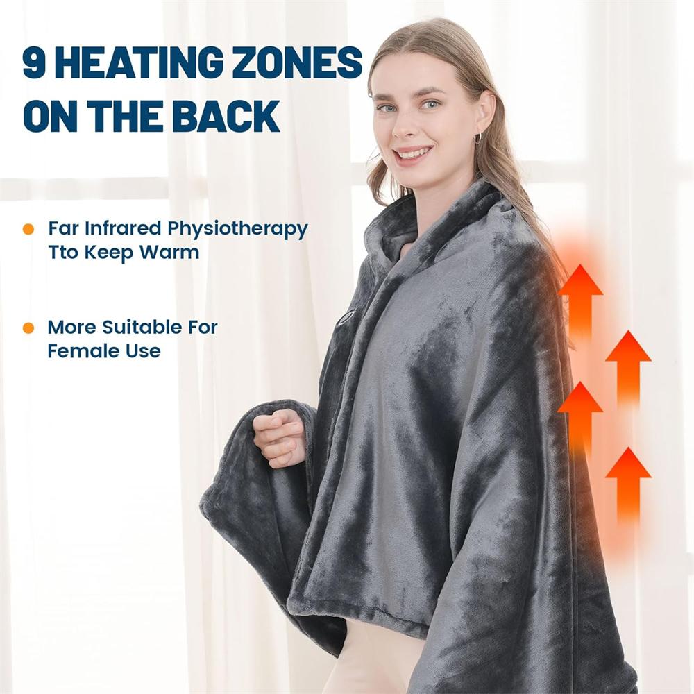 Heated Blanket Sweater, USB Heated Blanket, Cordless Electric Blanket, 9 Heating Zones, Machine Washable Super Cozy Soft Wearable Blanket