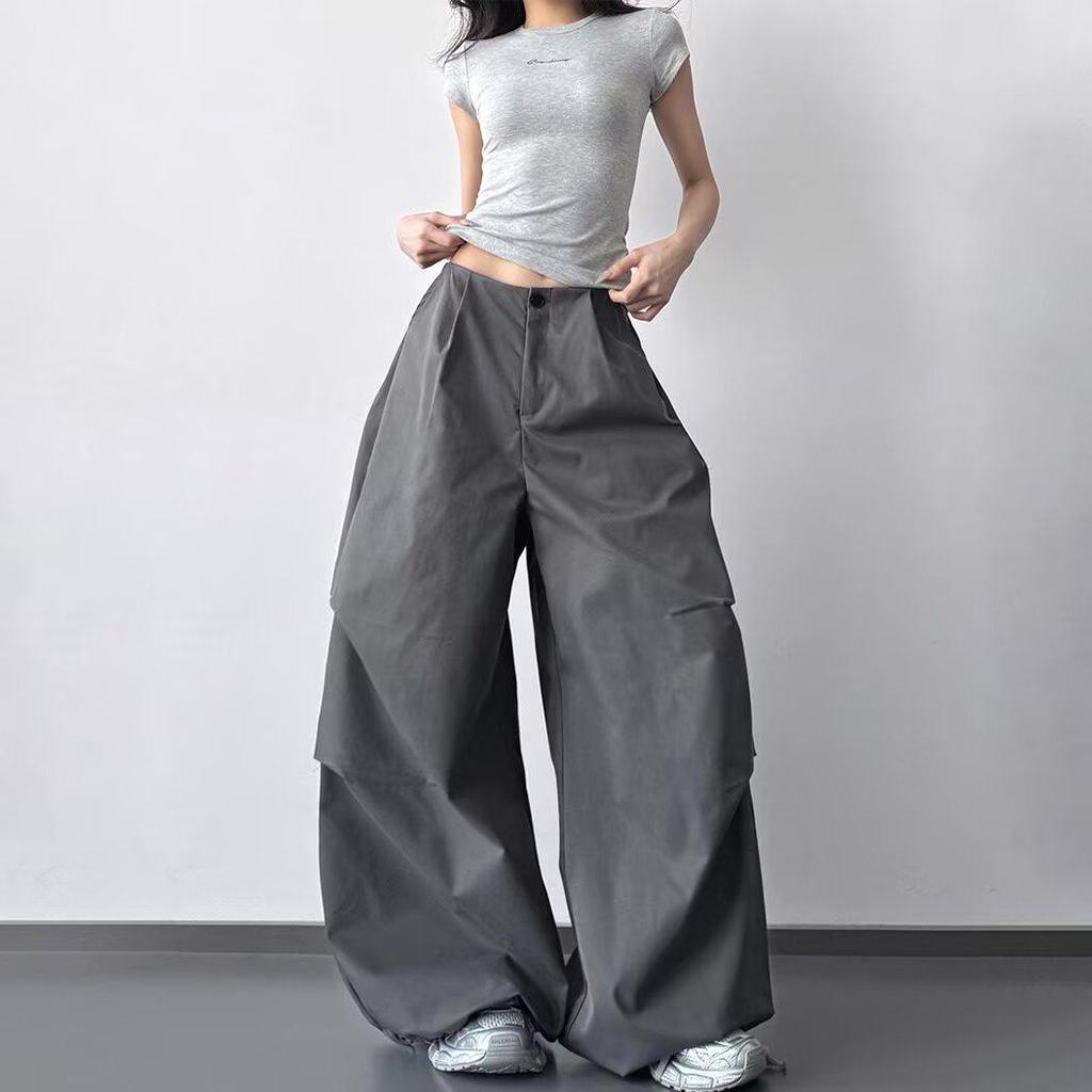 American Retro Pleated Loose Wide-Leg Pants for Tall Individuals
